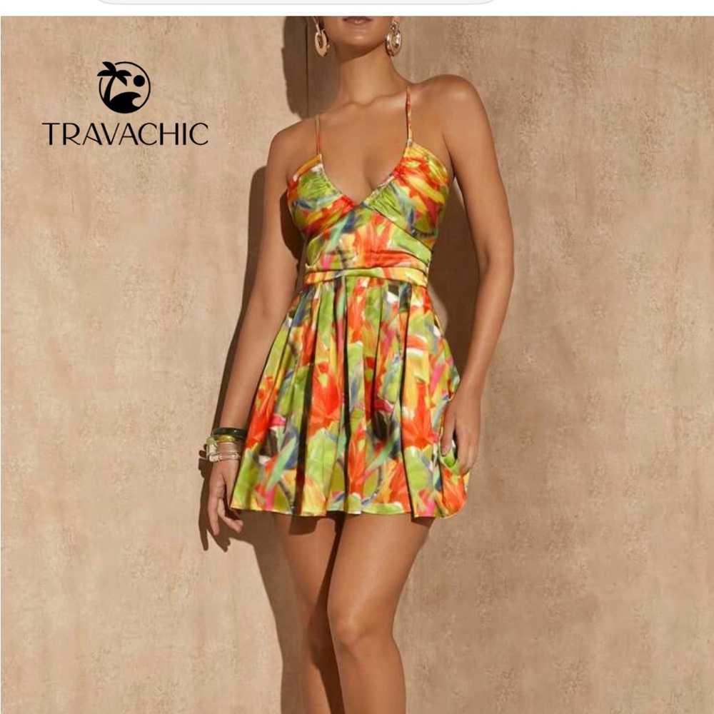 SHEIN Vibrant Tropical Mini Dress